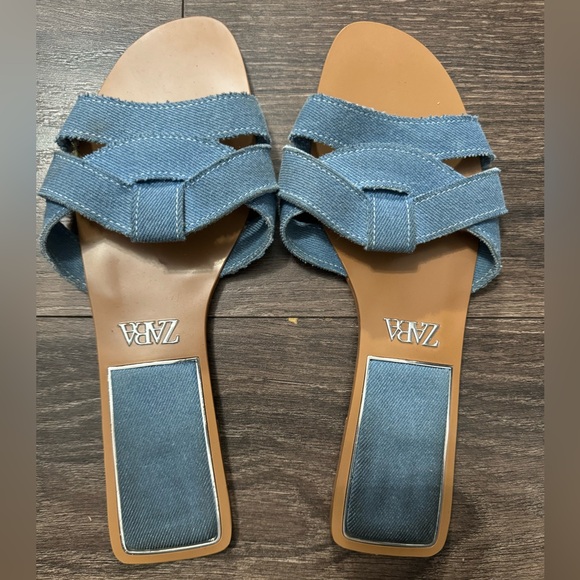 Zara Denim Flat sandals size 42-Preloved - Picture 5 of 6
